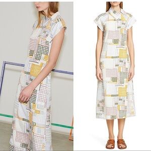 Rosetta Getty Grid Print Asymmetrical Shirtdress Size 12 NWT